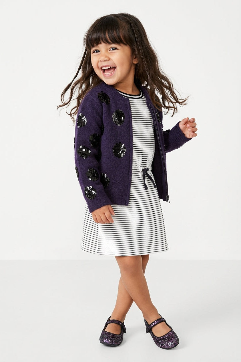 Stripe Drawstring Sweatshirt Dress - FINAL SALE