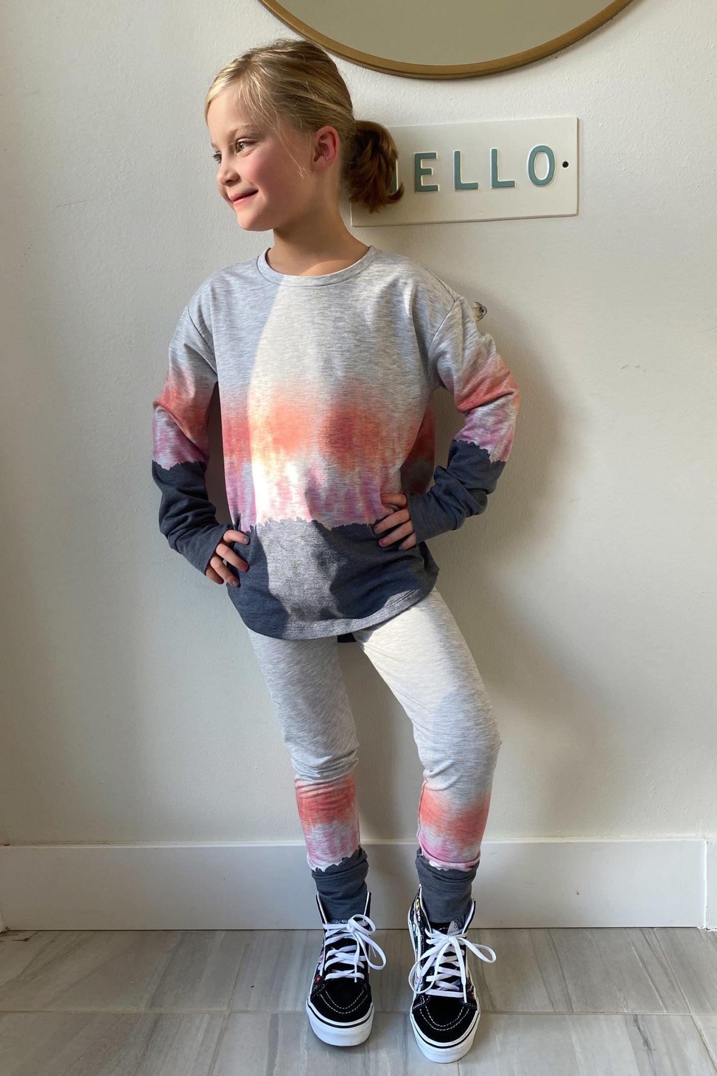 Tie Dye Terry Pullover Ultra Light Heather Grey