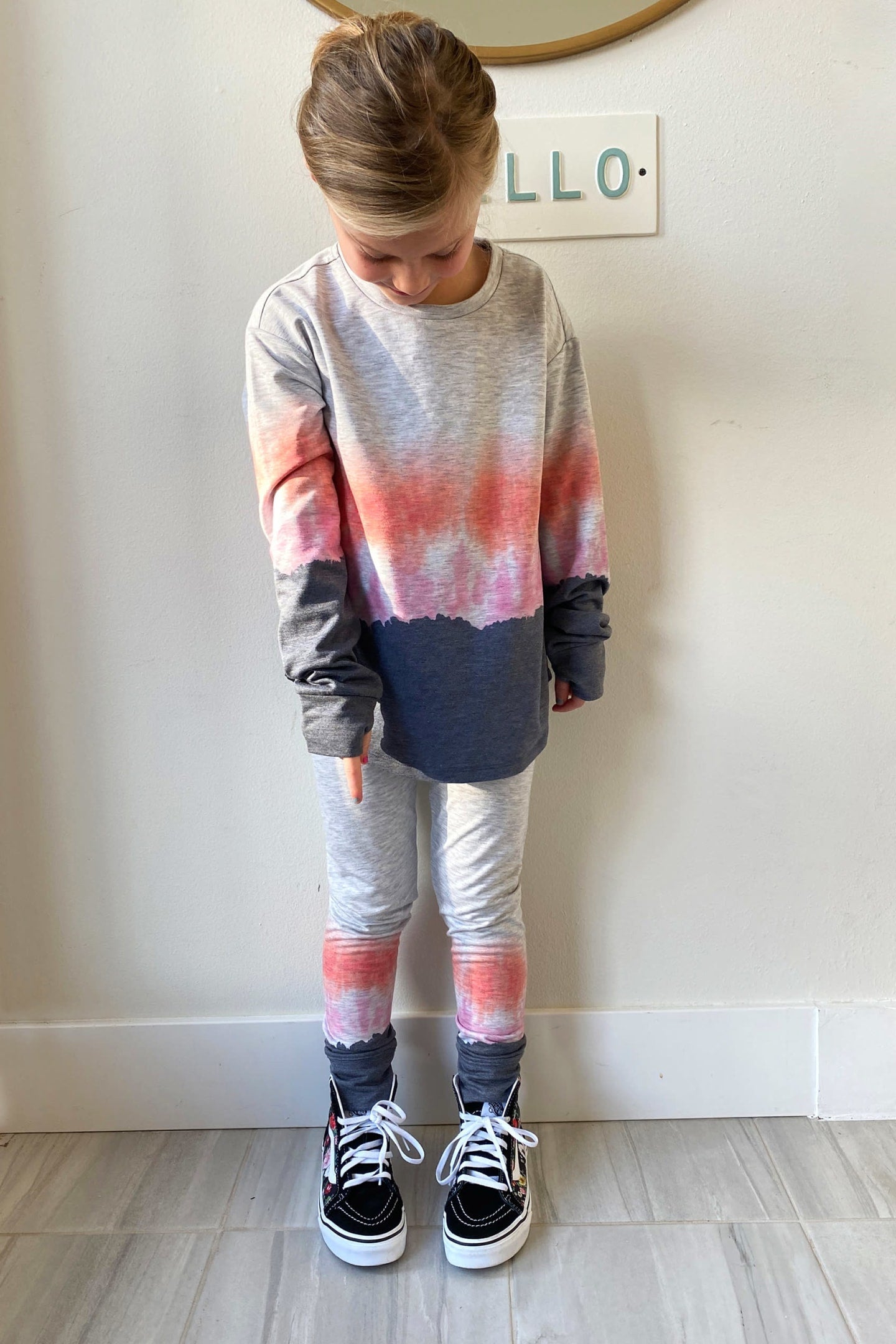 Tie Dye Terry Pullover Ultra Light Heather Grey