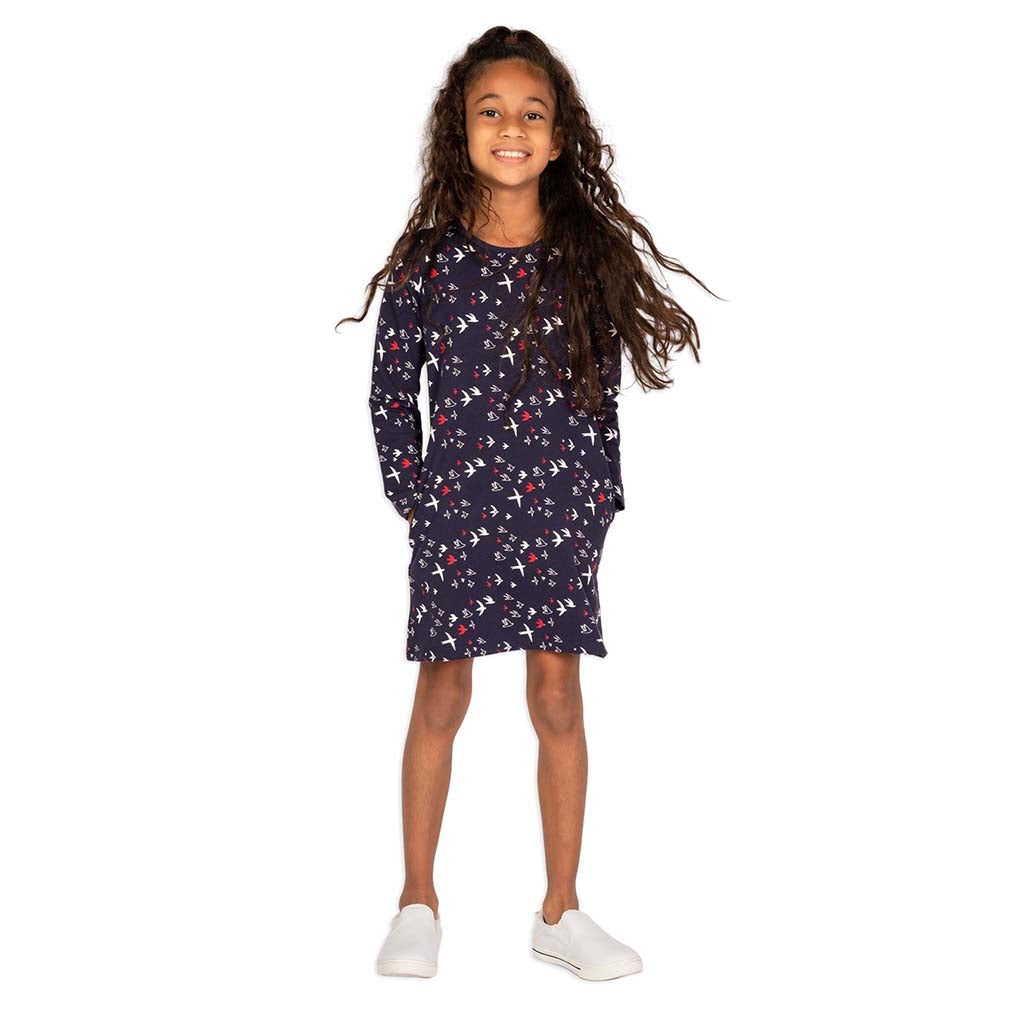 Organic Cotton Long Sleeve Drop Waist Dress - FINAL SALE