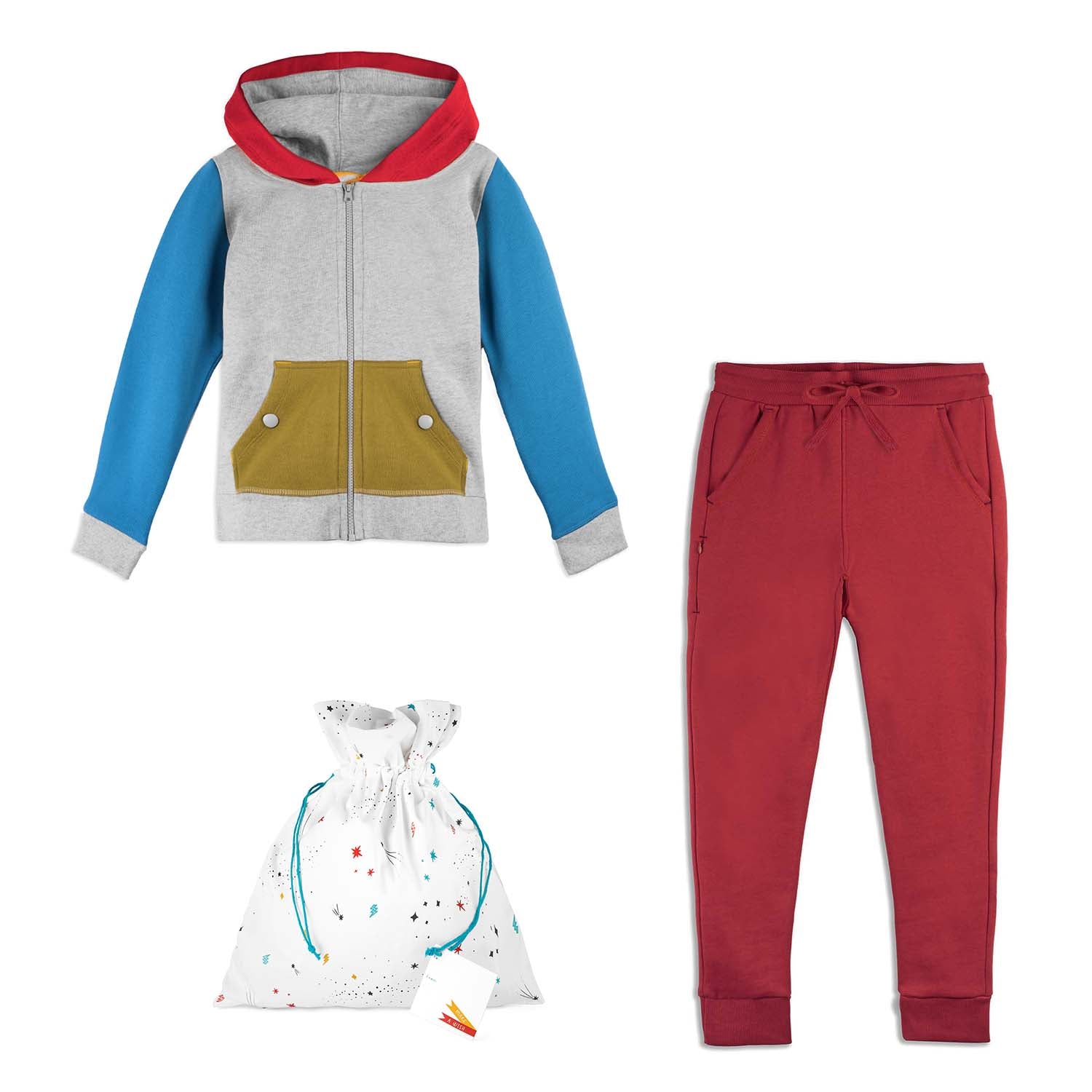 Gift Set: Zip Up Hoodie + Sweatpant with a Reusable Fabric Gift Bag