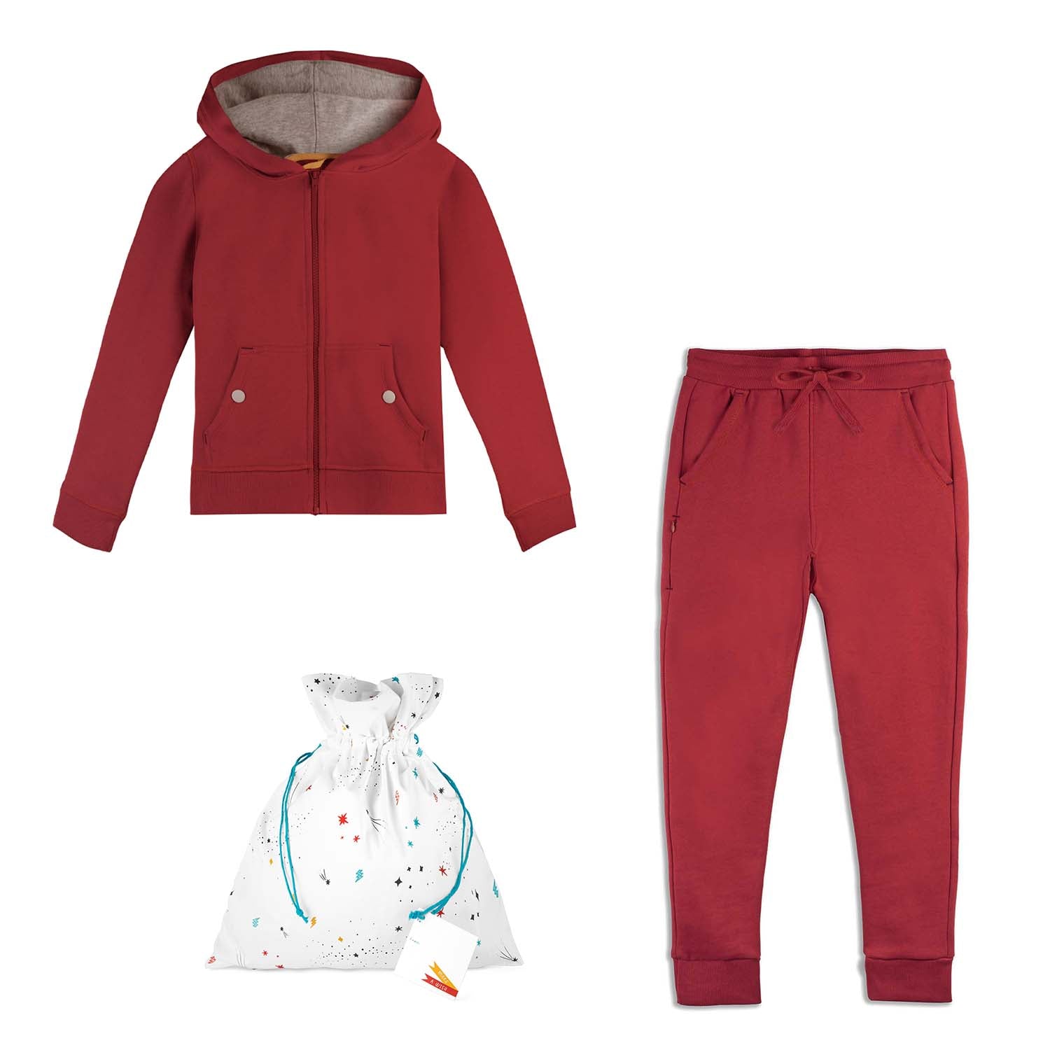 Gift Set: Zip Up Hoodie + Sweatpant with a Reusable Fabric Gift Bag