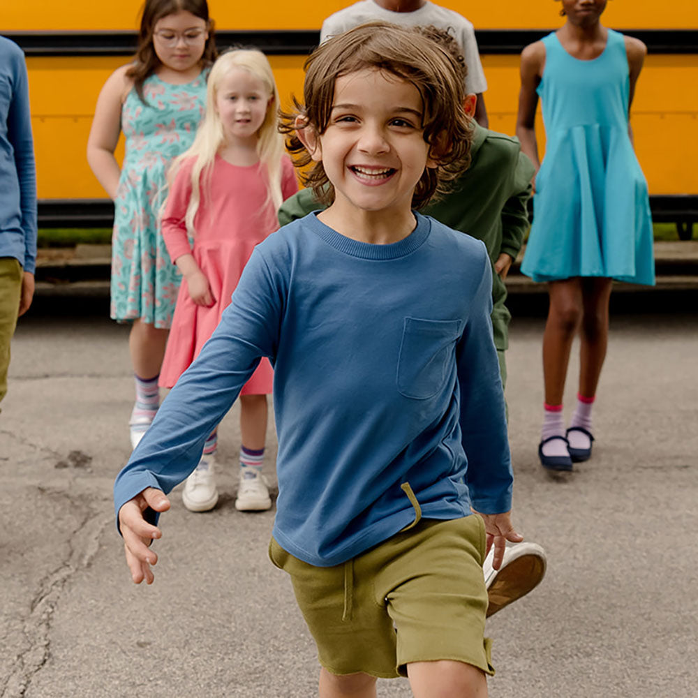 Organic Cotton Kids Shirts Long Sleeve Pocket Tee