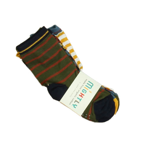 Pre-owned Olive | Yellow | Blue Stripe Socks size: 10-11 Toddler