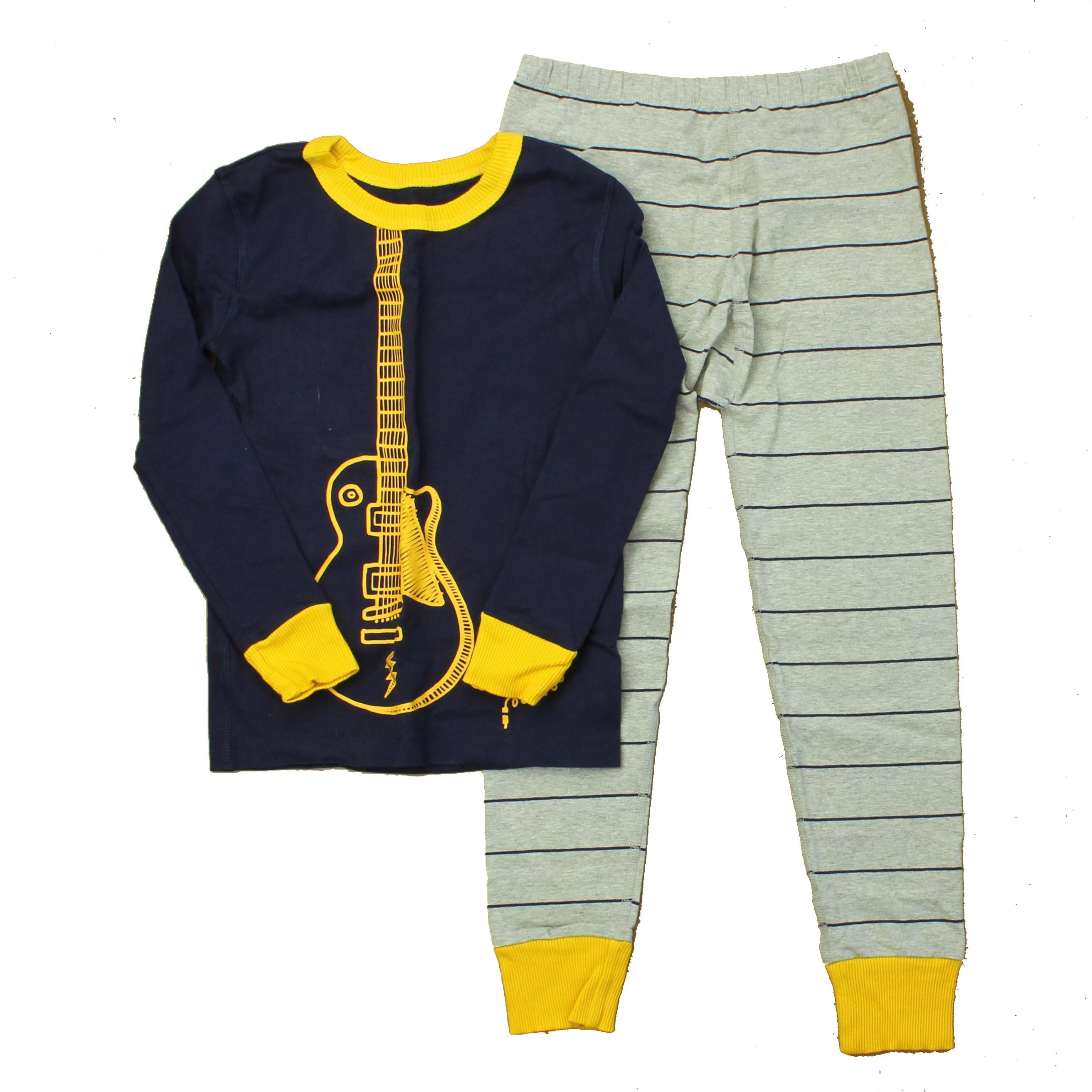 Pre-owned Grey | Blue | Yellow | Guitar Pajamas PJ Set size: 12 Years