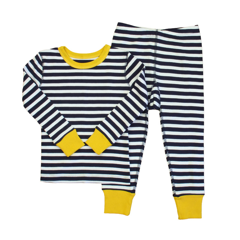 Pre-owned Navy | White | Yellow Stripe PJ Set size: 2-4T