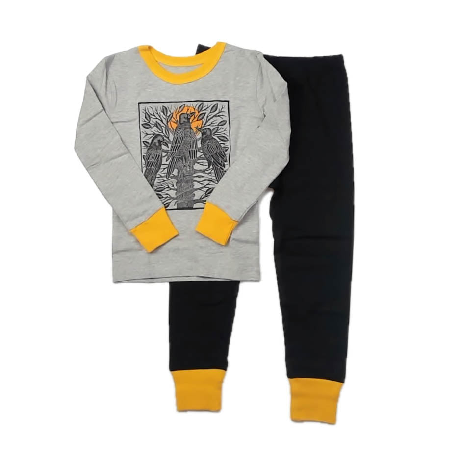Pre-owned Gray | Black Bird 2-piece Pajamas size: 2-5T Gray | Black Bird