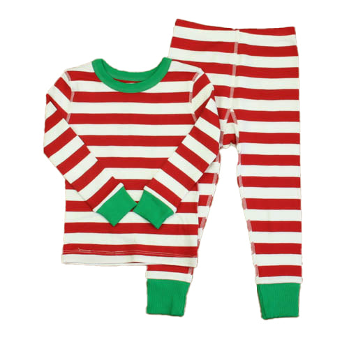 Pre-owned Red | White | Green Stripe PJ Set size: 4T Red | White | Green Stripe