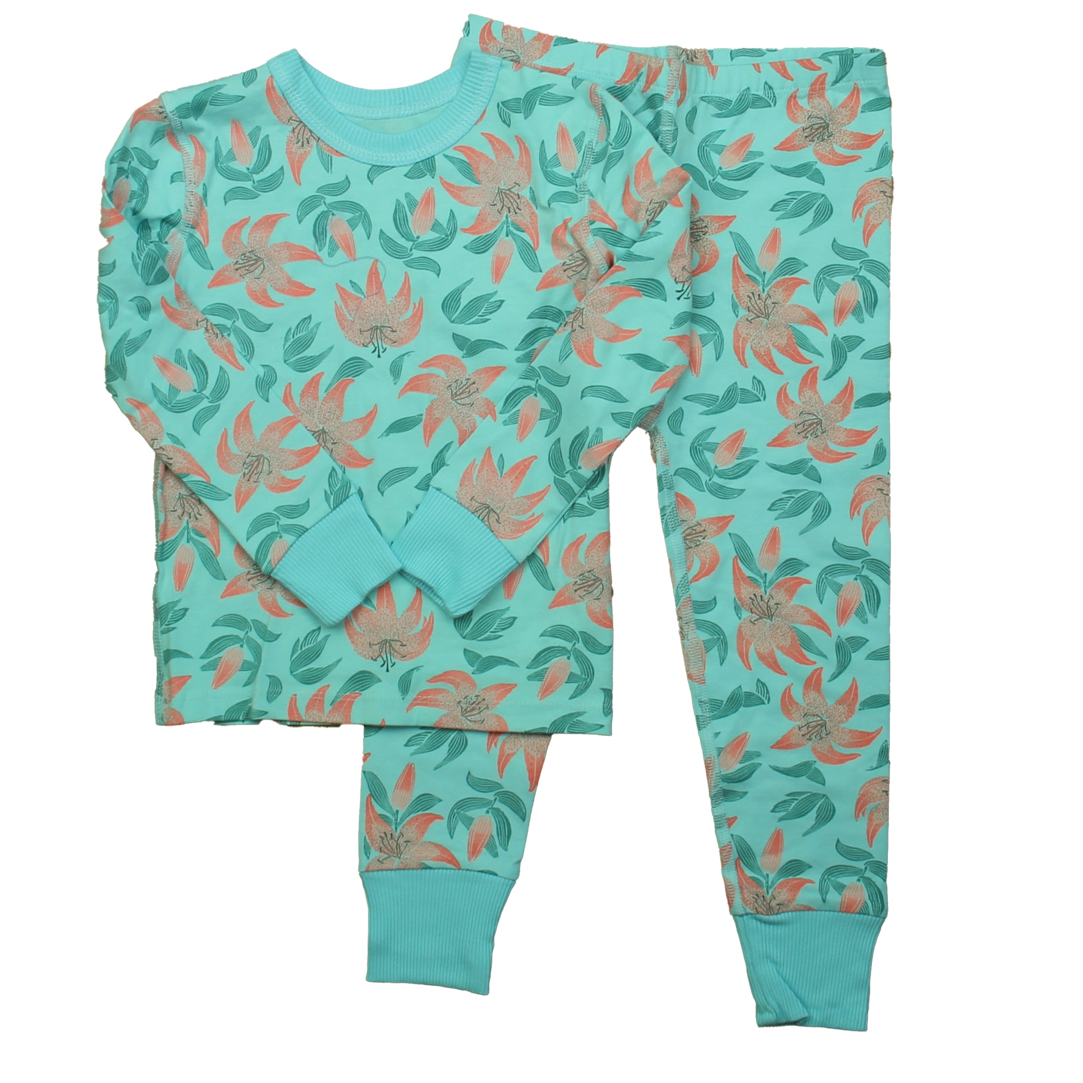 Pre-owned Turquoise Hibiscus PJ Set size: 4T