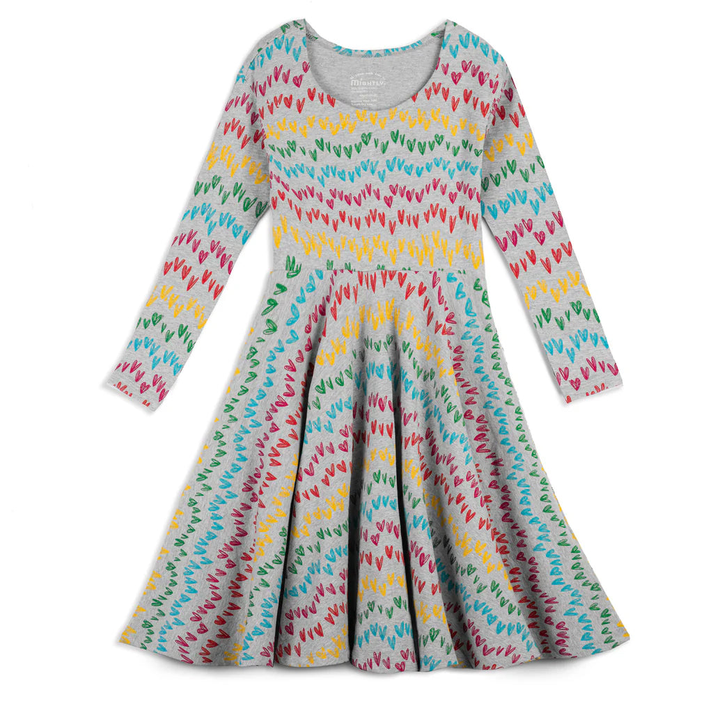 New Without Tags Gray Hearts Dress size: 6-14 Years Gray Hearts