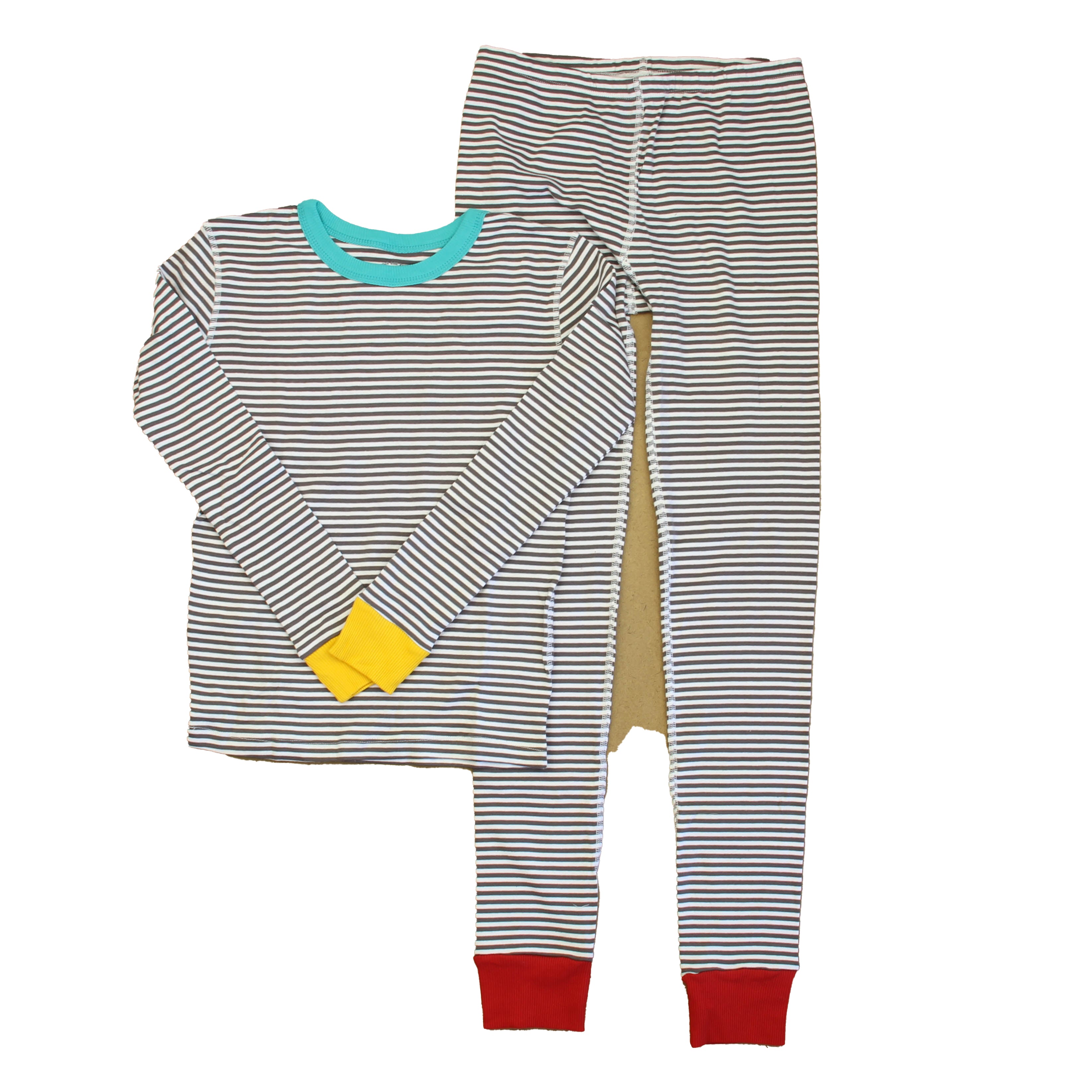 Pre-owned Gray | White Red Stripe PJ Set size: 6-14 Years Gray | White Red Stripe