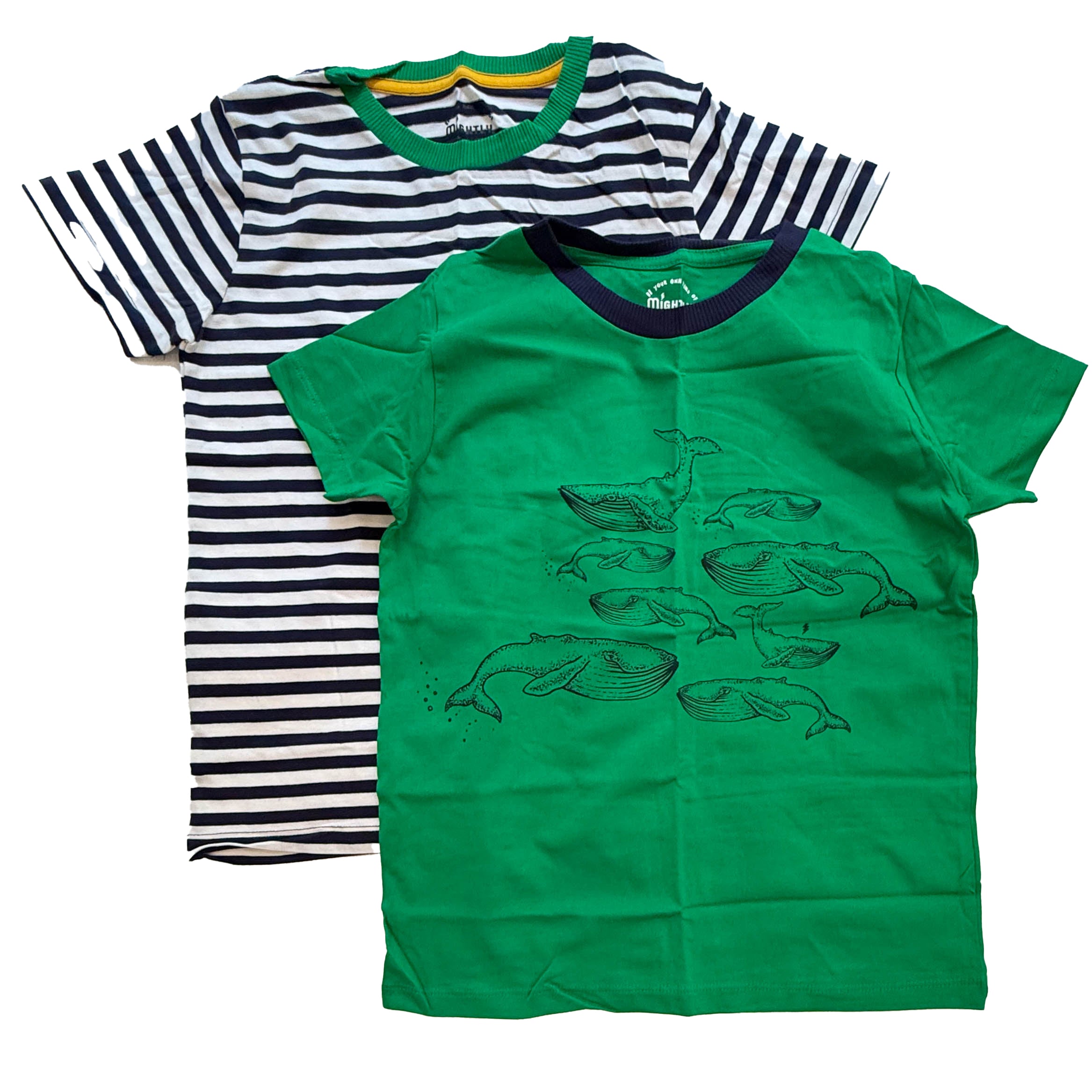 Pre-owned Green | Navy Stripe T-Shirt size: 6-14 Years Green | Navy Stripe