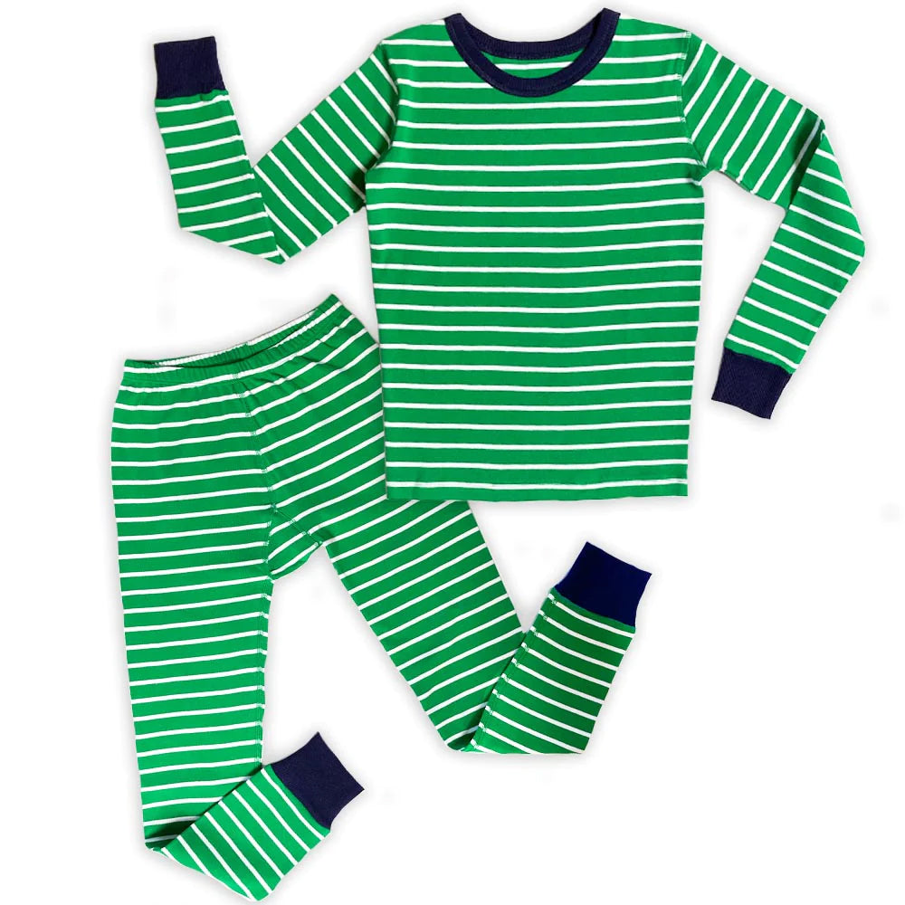 Pre-owned Green Stripe PJ Set size: 6-14 Years