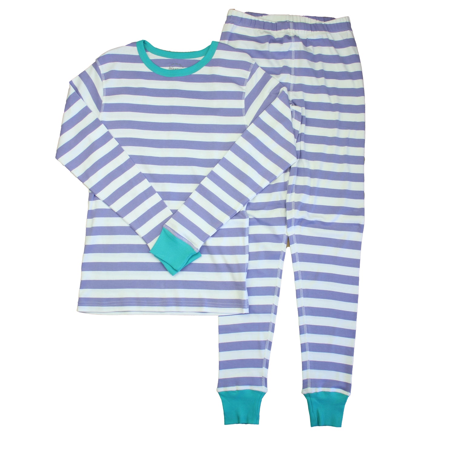 Pre-owned Ivory | Purple Stripe 2-piece Pajamas size: 6-14 Years Ivory | Purple Stripe