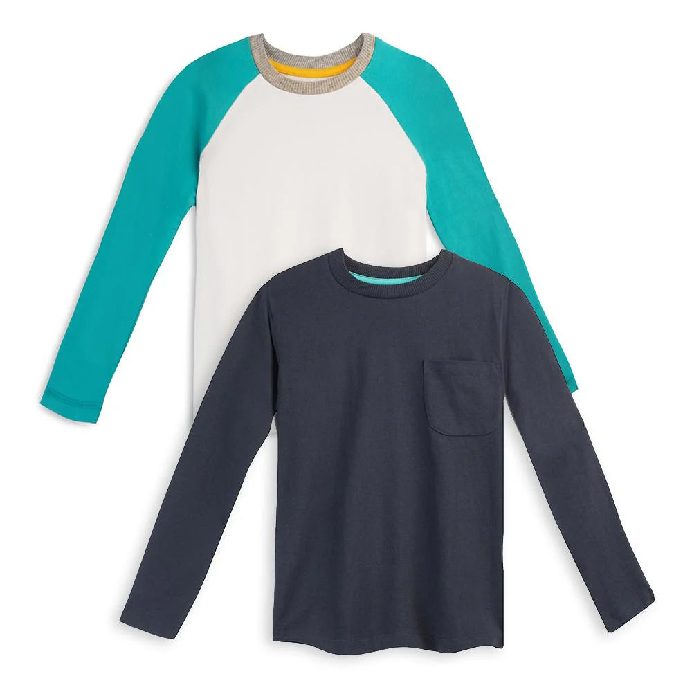 Pre-owned Navy | White Long Sleeve T-Shirt size: 6-14 Years Navy | White