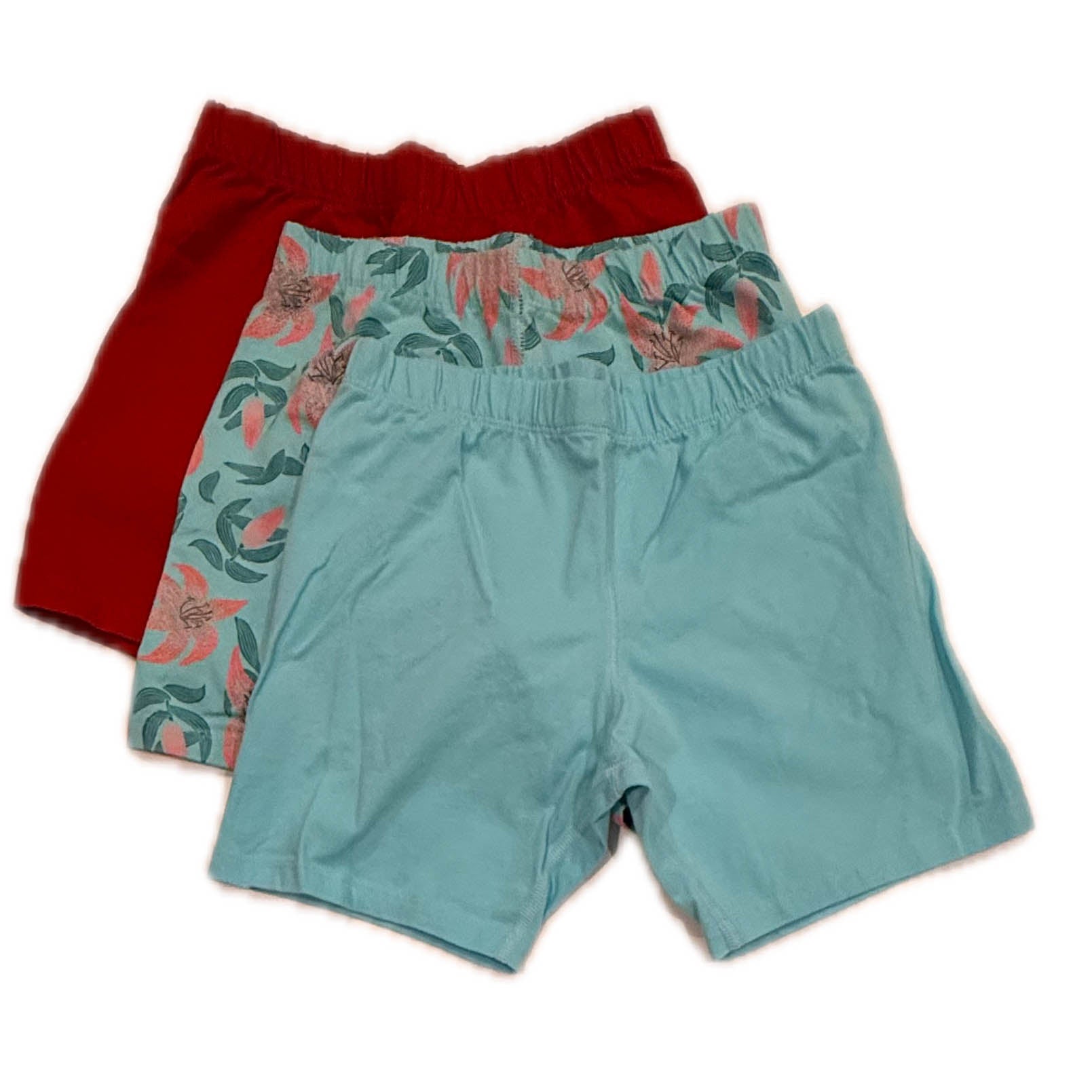 Pre-owned Red | Blue Hibiscus | Aqua Shorts size: 6-14 Years Red | Blue Hibiscus | Aqua
