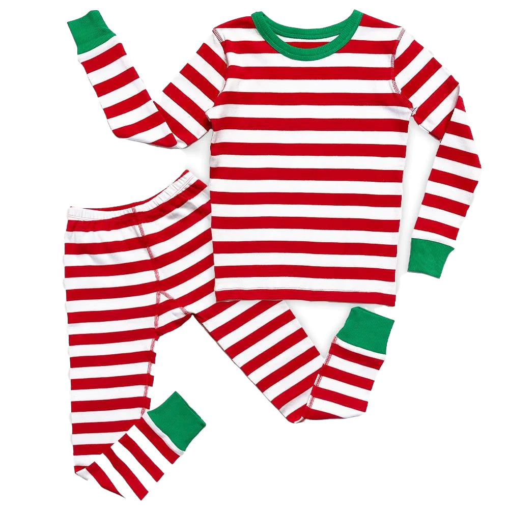 Pre-owned Red | White | Green Stripe PJ Set size: 6-14 Years