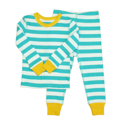 Pre-owned Teal Stripe | Yellow 2-piece Pajamas size: 6-14 Years Teal Stripe | Yellow