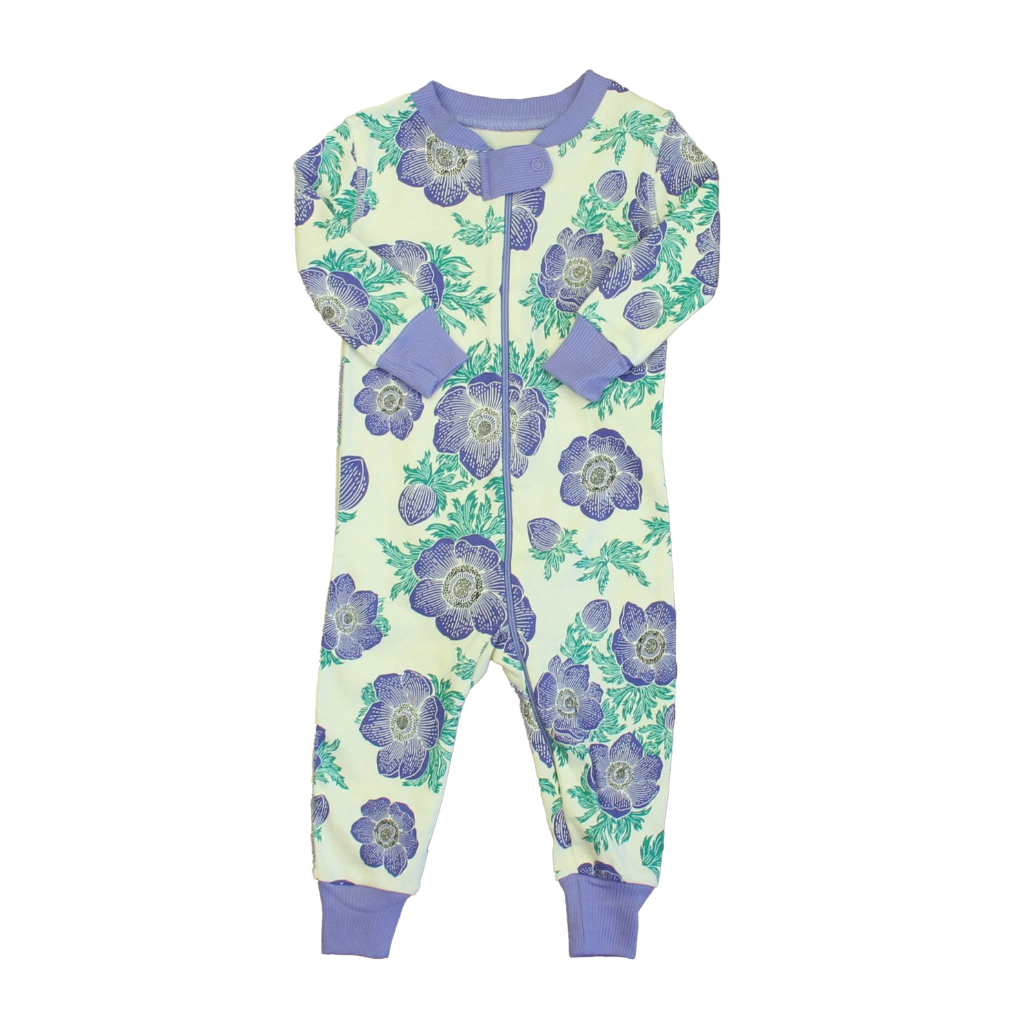 Pre-owned Ivory | Purple Hydrangea PJ Set size: 6-9 Months Ivory | Purple Hydrangea