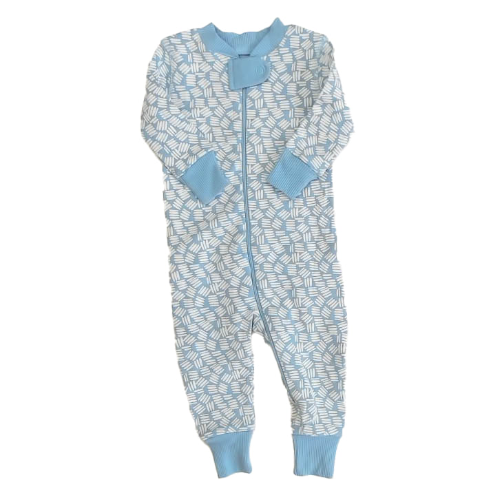 Pre-owned Blue | White 1-piece Non-footed Pajamas size: 9-12 Months Blue | White