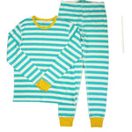 Pre-owned Teal Stripe | Yellow PJ Set size: Adult S-XL Teal Stripe | Yellow