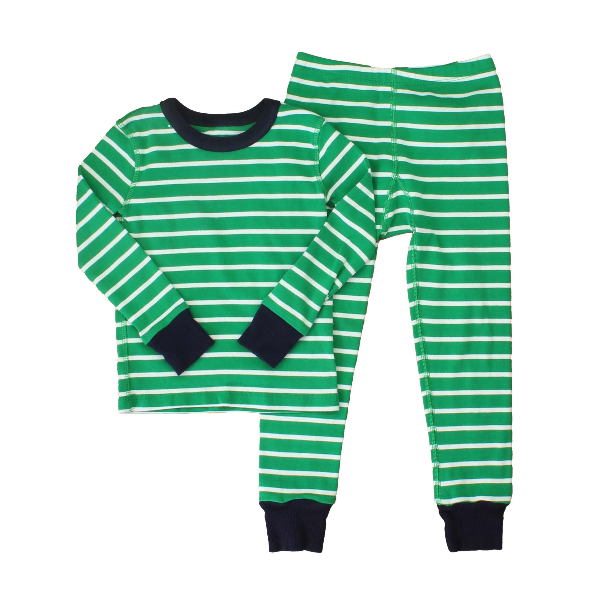 Pre-owned Green | White | Stripes PJ Set size: Big Kid