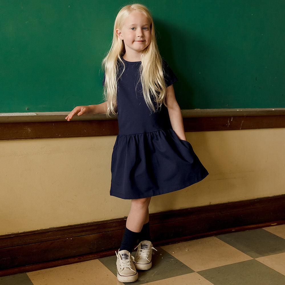 Mightly Girls Fair Trade Organic Cotton Short Sleeve Drop Waist Dress Mightly Girls Fair Trade Organic Cotton Short Sleeve Drop Waist Dress