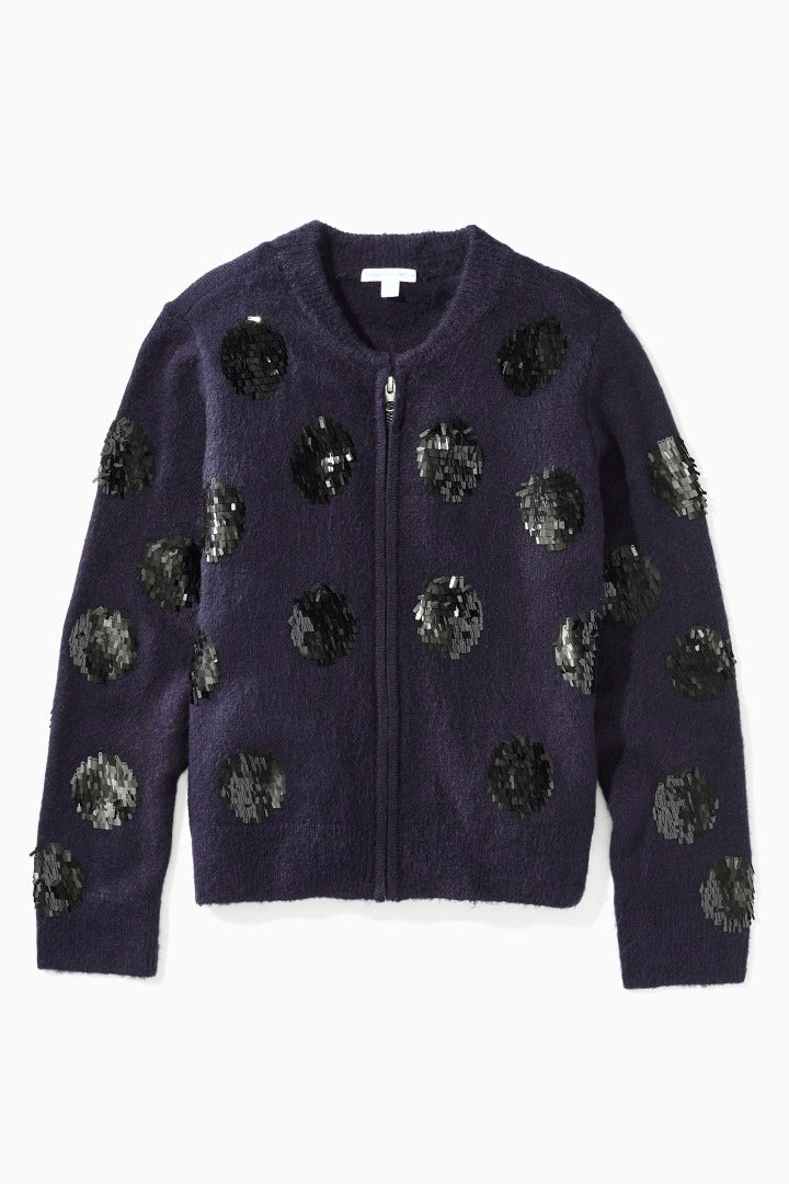 Dotty Paillette Zip Cardigan