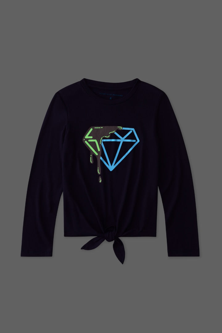 Glow-In-The-Dark Diamond Tie-Front Tee - FINAL SALE