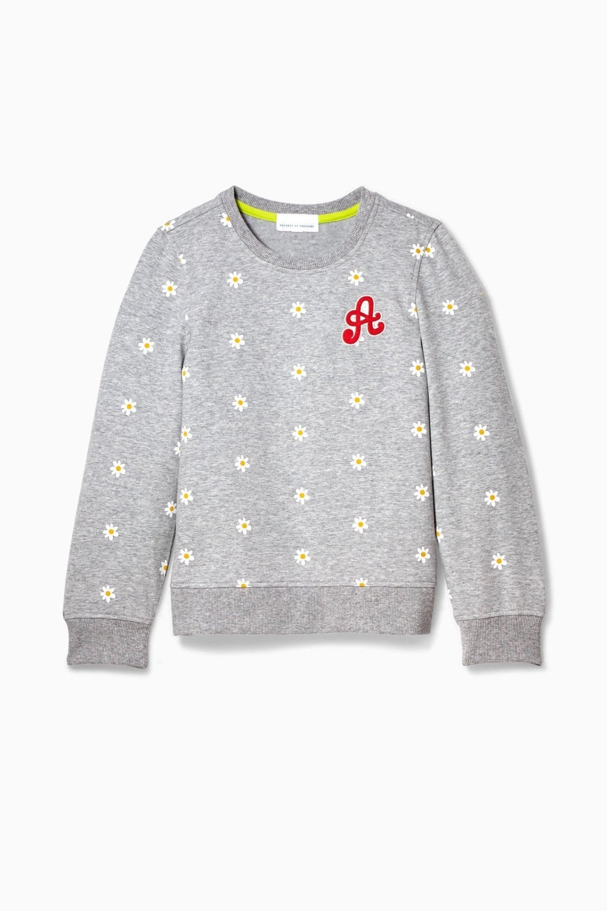 Daisy Print Crew – Light Heather GreyTOPSRockets of Awesome