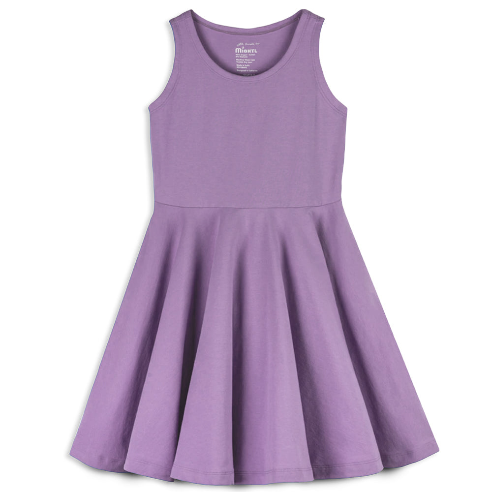 Mightly Toddler Girls Fair Trade Organic Cotton Solid Sleeveless Twirl Dress - Lilac Mightly Toddler Girls Fair Trade Organic Cotton Solid Sleeveless Twirl Dress - Lilac