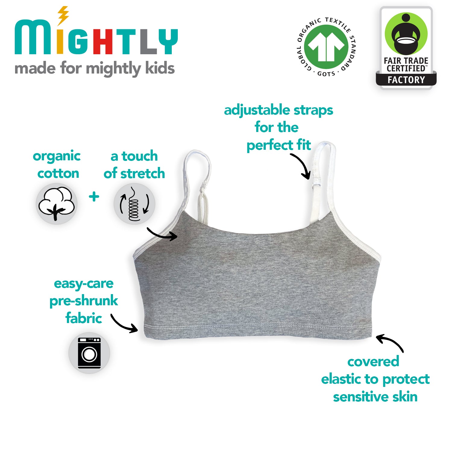 Organic Cotton Girls Bras 3 Pack: Comfortable Bralettes