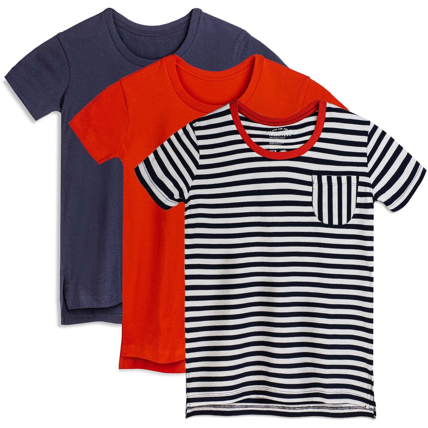 Pack Kids T-Shirts - - Cotton Length 3 Extended Organic Mightly Shirts