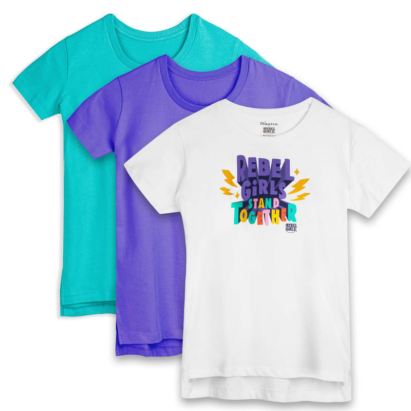Shop our adorable collection of gifts for little girls - Three vibrant shirts displayed together