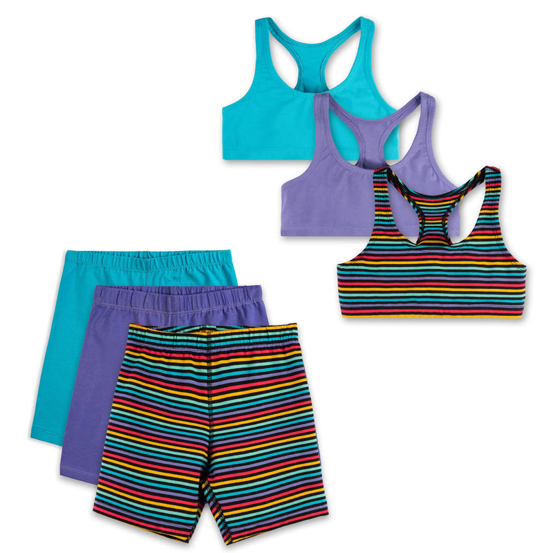 Organic Cotton Racerback Bra and Biker Short 6-Piece Set