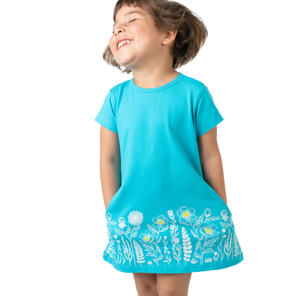 Vibrant turquoise dress ideal for special events
