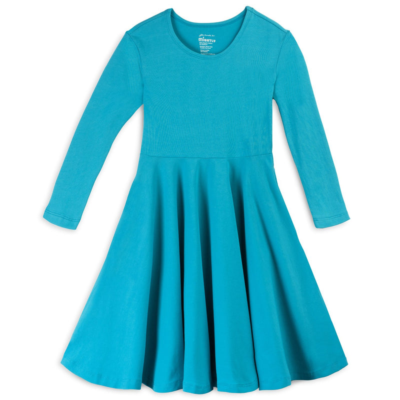Kids Organic Cotton 3/4 Sleeve Twirl Dress: Core Colors