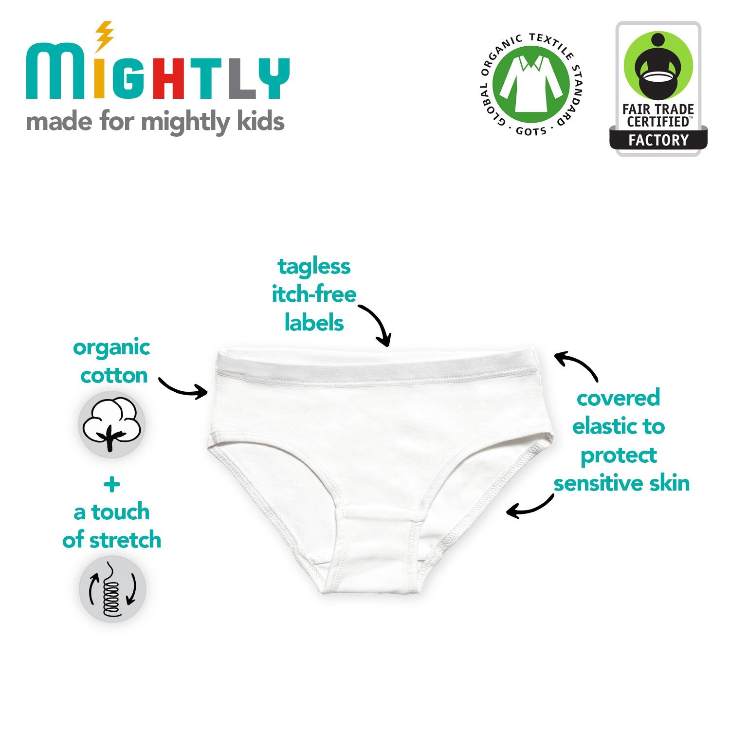 Organic Cotton Kids Bikini Underwear - 6 Pack FINAL SALE - Mightly