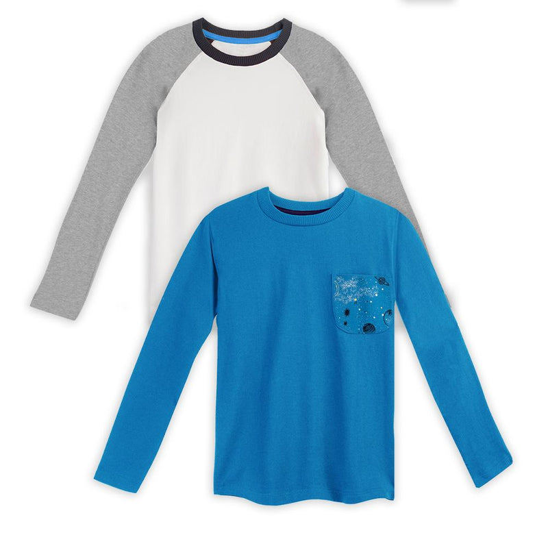Organic Cotton Kids Shirts - Long Sleeve Tee 2 Pack