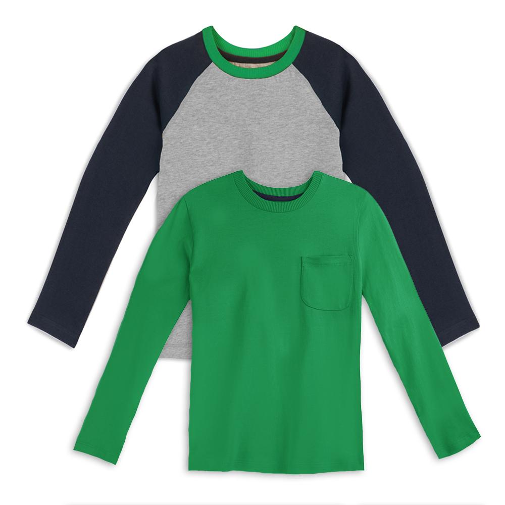Organic Cotton Girl Shirts - Long Sleeve Tee 2 Pack - Mightly