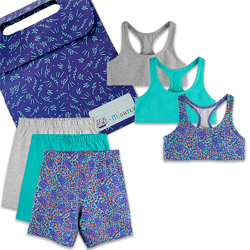 Rebel Girls Organic Cotton Sports Bra + Bike Short 6-Piece Set