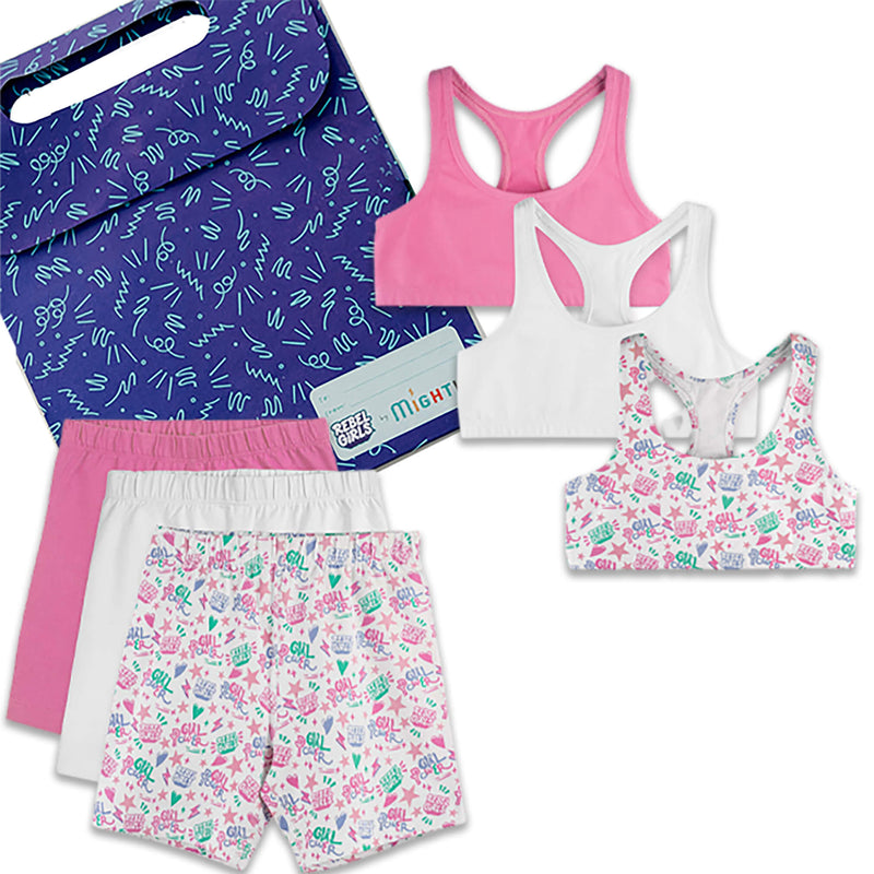 Rebel Girls Organic Cotton Sports Bra + Bike Short 6-Piece Set