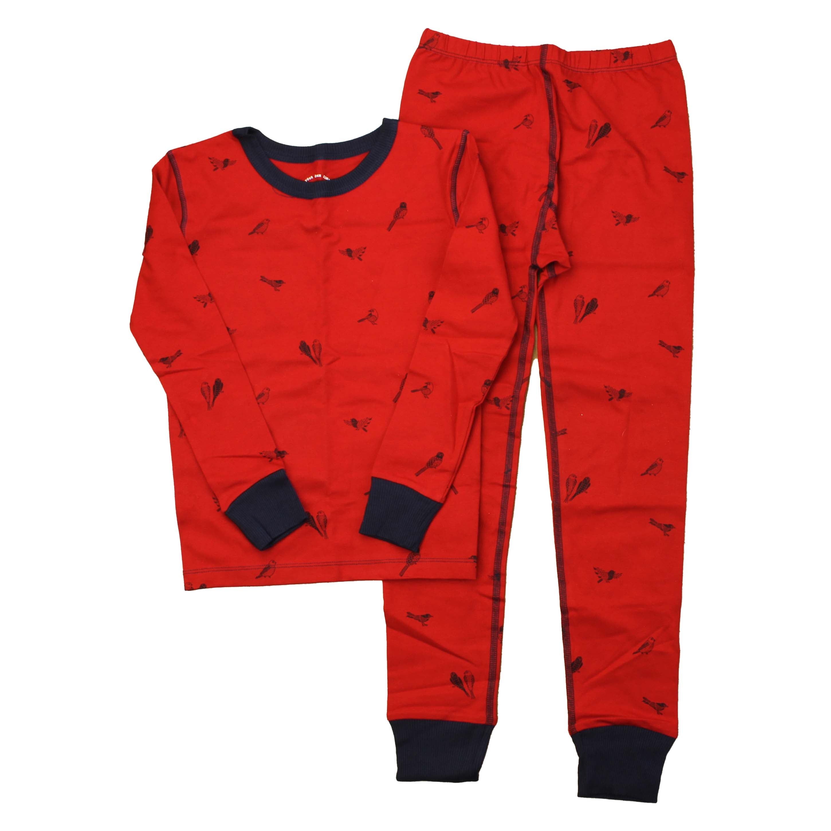 Pre-owned Red | Blue | Birds PJ Set size: 8 Years
